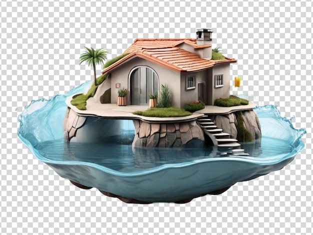 PSD una casa de agua subterránea 3d png