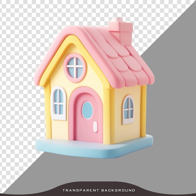 Casa amarilla de dibujos animados con fondo transparente