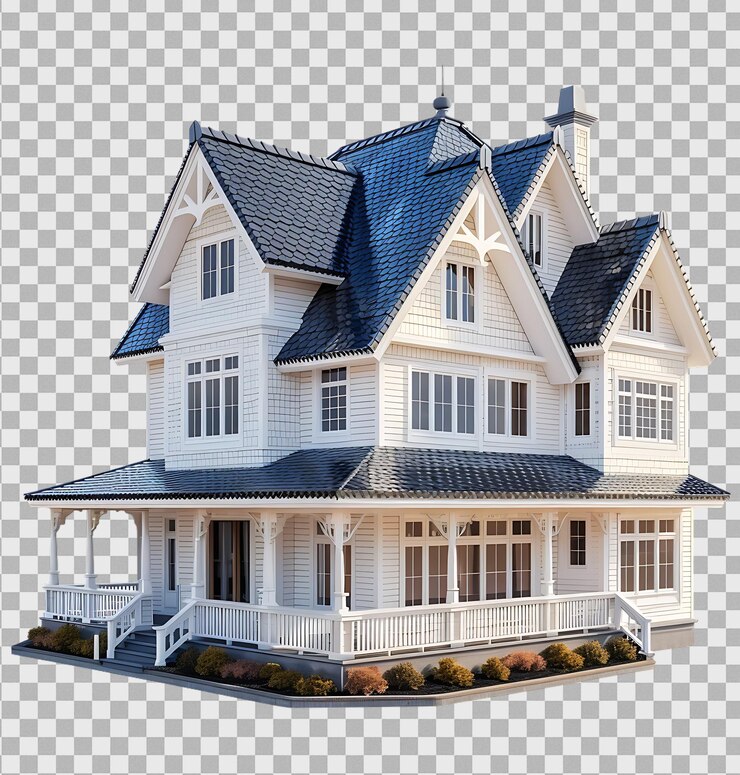 PSD casa de bacalao del cabo renderizada en 3d aislada sobre un fondo transparente