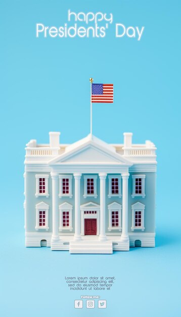 PSD casa branca americana com bandeira americana inteligência artificial generativa