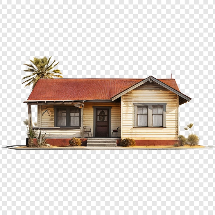 PSD casa bungalow isolada em fundo transparente