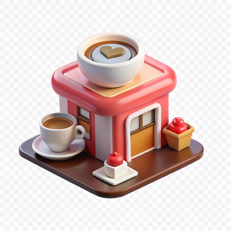 PSD una casa de café con una taza de café y una copa de café