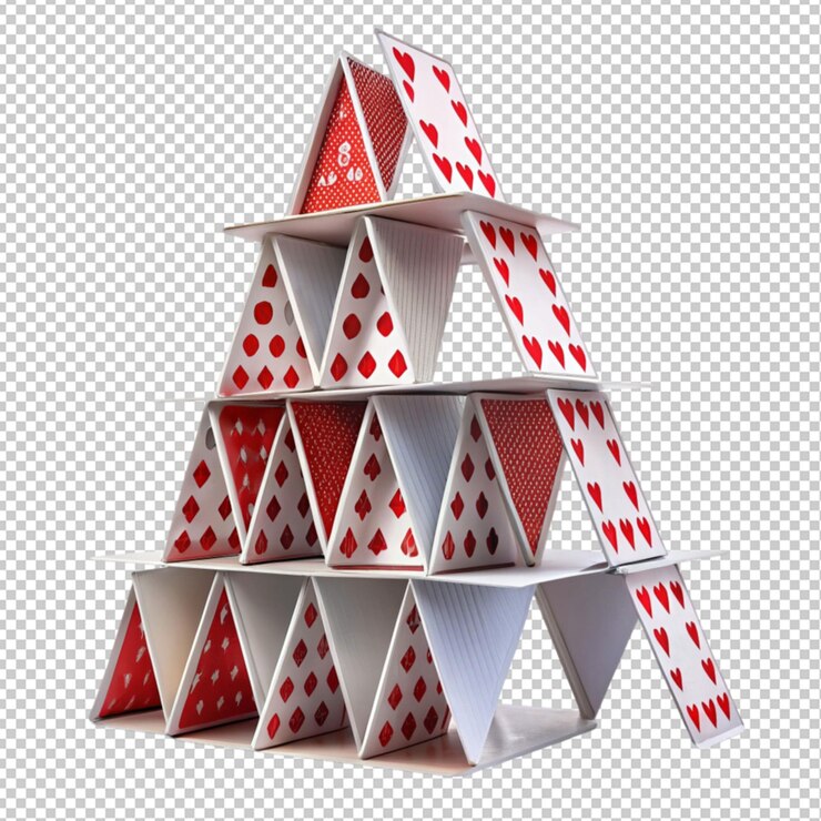 PSD casa de cartas sobre un fondo transparente