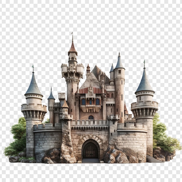 Casa del castillo aislada sobre un fondo transparente