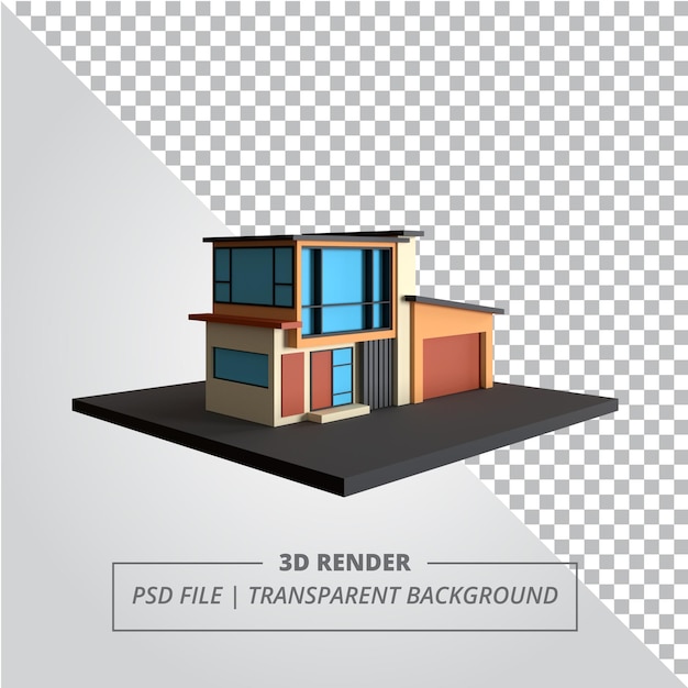 CASA CON GARAGE 3D RENDER IMMAGINI ISOLATE