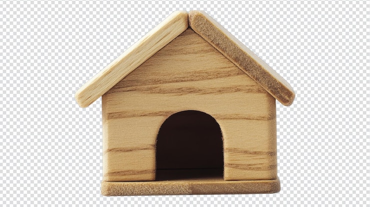 PSD casa de brinquedo de madeira projetada com uma estrutura simples para crianças39s brincar com uma forma clássica de telhado e porta
