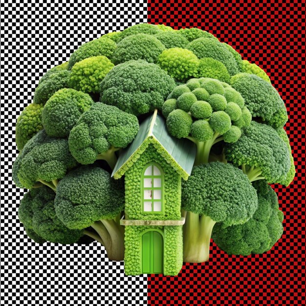 PSD casa de brócolis em fundo transparente