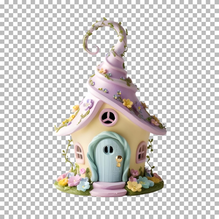 PSD casa de conto de fadas estranha e colorida em fundo transparente