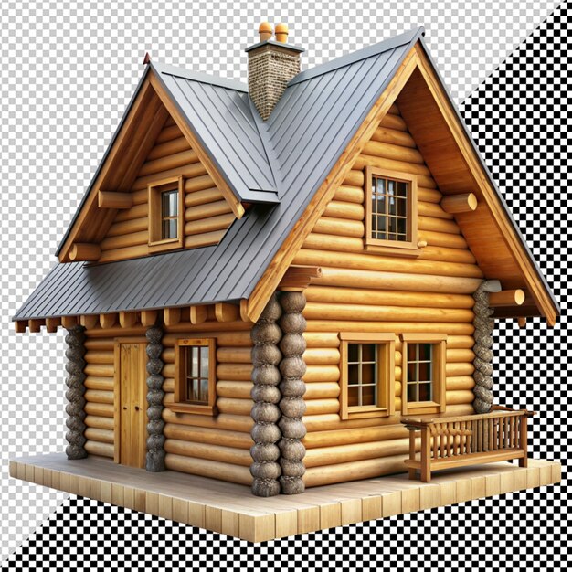 PSD casa de madeira com fundo transparente