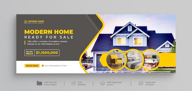 Casa de sonho à venda imóvel web banner facebook timeline modelo de capa