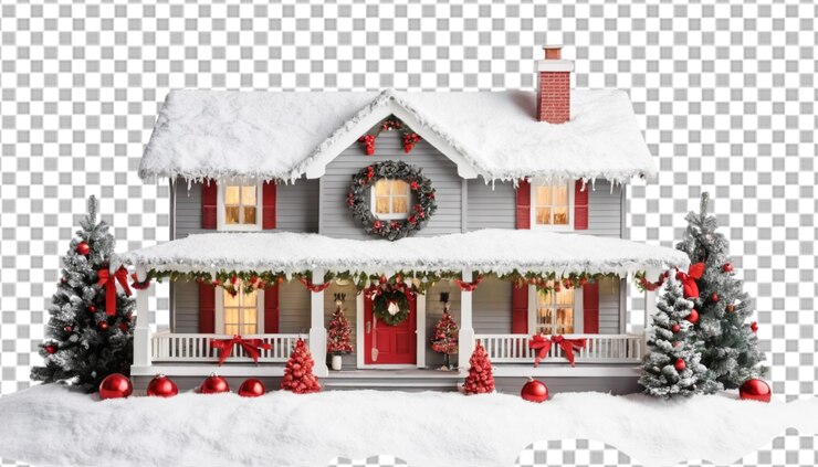 PSD casa decorata per il natale in stile
