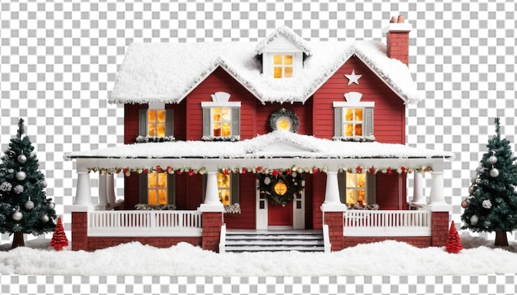 PSD casa decorata per natale festiva e luminosa