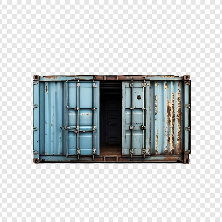 PSD casa di container per spedizioni rustica riutilizzata, colorata e unica
