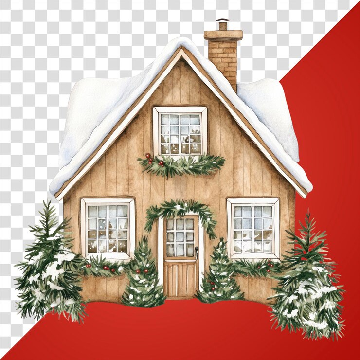 PSD casa di natale png illustrazione di natale inverno