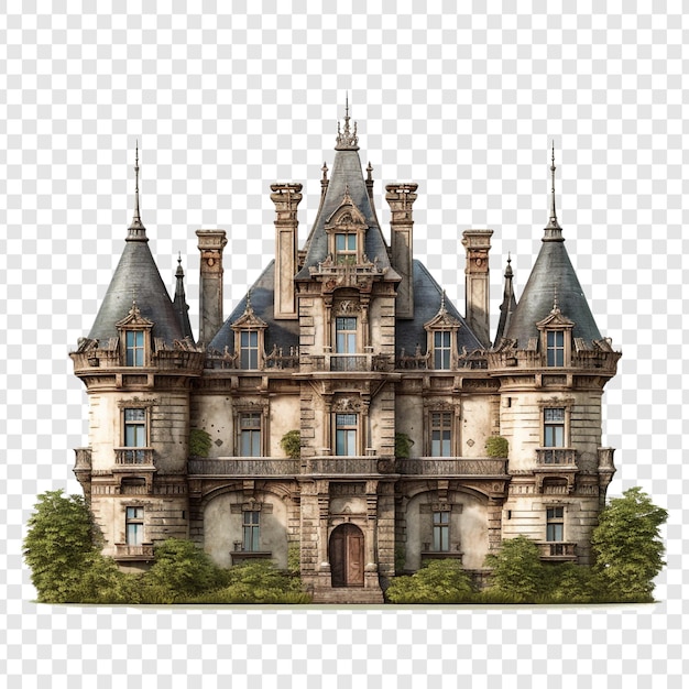 Casa do castelo isolada em fundo transparente