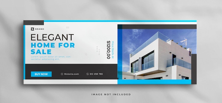 PSD casa de ensueño en venta inmobiliaria plantilla de portada de facebook y banner web