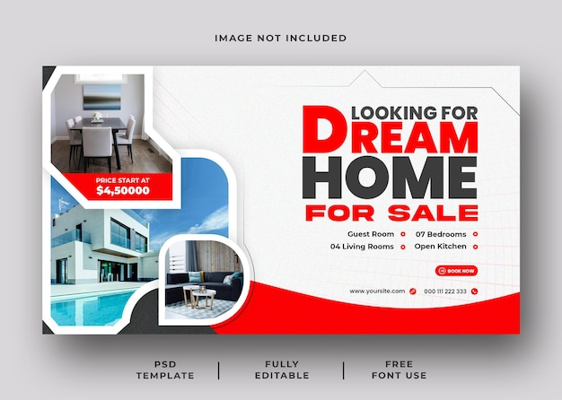 Casa de ensueño para la venta plantilla de banner web de redes sociales