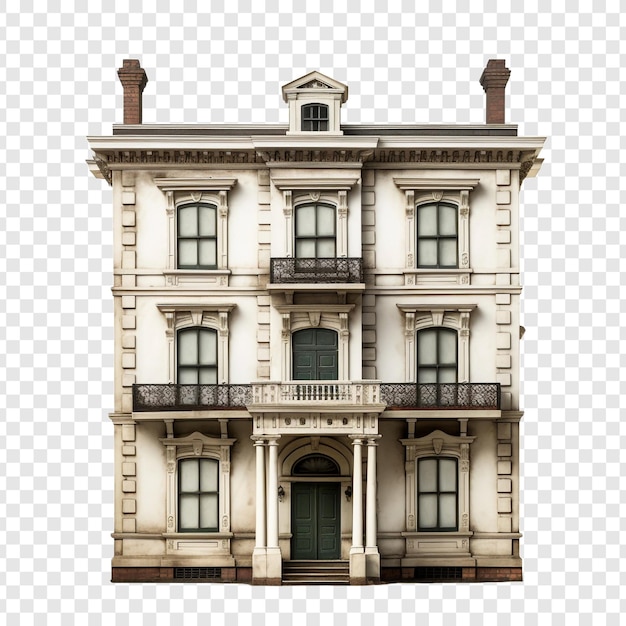 PSD casa georgiana aislada en un fondo transparente