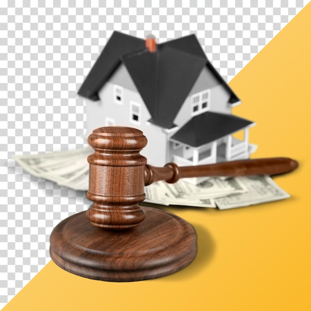 Casa immobiliare con soldi e martello