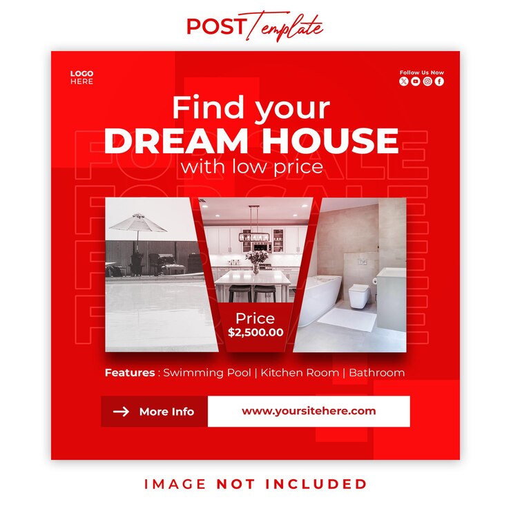 PSD casa imobiliária de luxo à venda modelo de postagem de mídia social