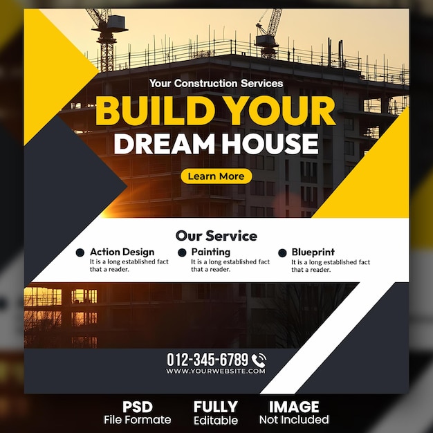 Casa inmobiliaria en las redes sociales, publicación en Instagram o banner web