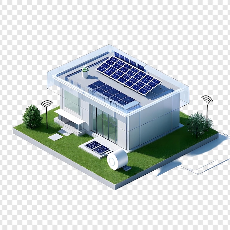 PSD casa inteligente com painéis solares