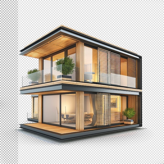 Casa inteligente moderna em 3d com fundo transparente