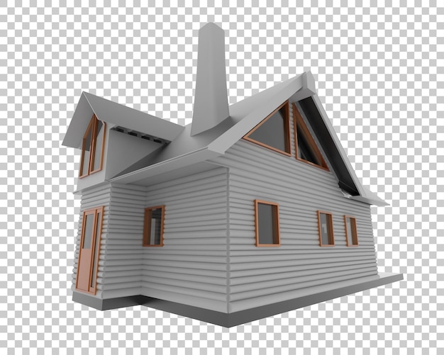 PSD casa isolada na ilustração de renderização 3d de fundo transparente