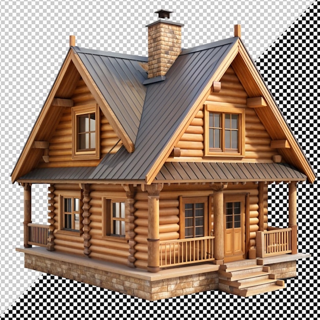 PSD casa de madera con fondo transparente