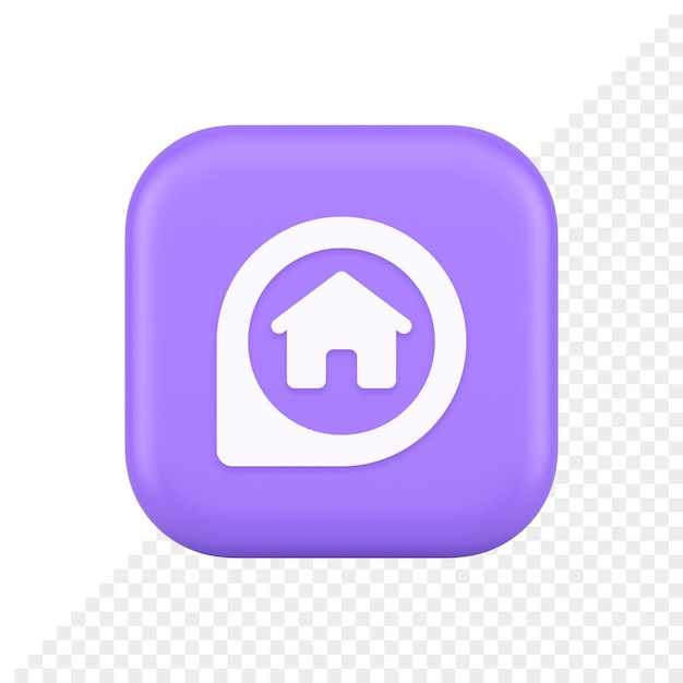 Casa en mapa pin GPS ubicación distancia búsqueda botón agencia inmobiliaria aplicación 3d icono