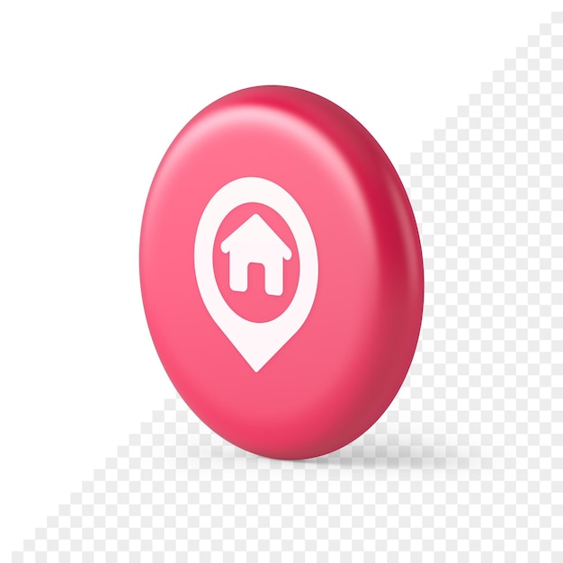 Casa mapa pin ubicación botón panel de navegación aplicación web GPS red puntero 3d redondo icono realista
