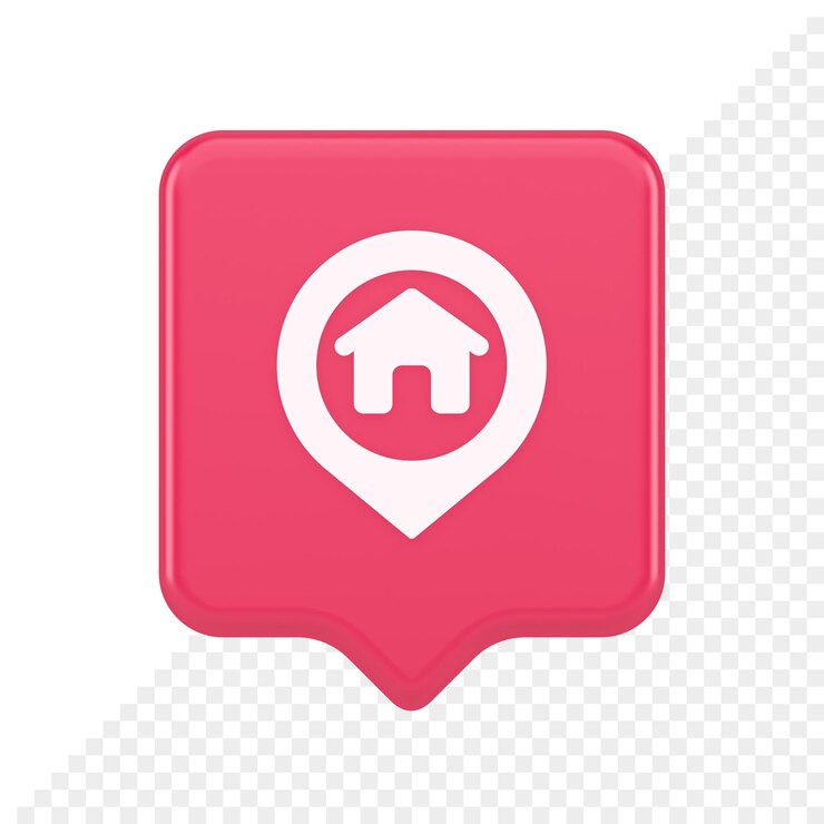 PSD casa mapa pin ubicación botón panel de navegación aplicación web puntero de red gps icono de burbuja de discurso realista 3d