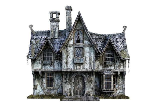 PSD casa medieval isolada em 3d contra um fundo transparente conceito de casa fantástica medieval