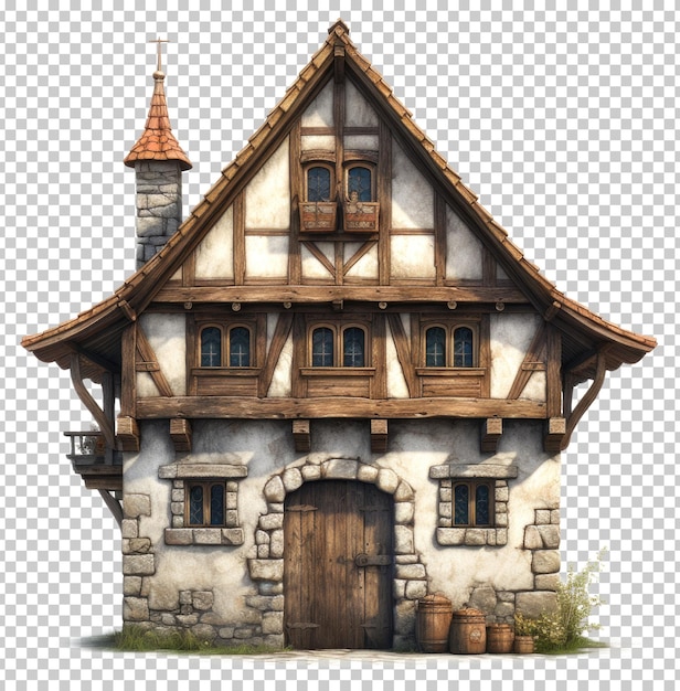 PSD casa medieval isolada em fundo transparente