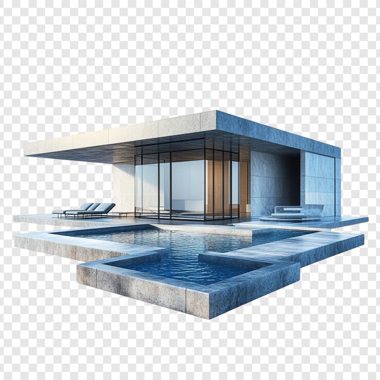 PSD casa moderna con piscina infinita diseño de hogar de lujo