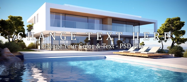 PSD casa moderna con piscina