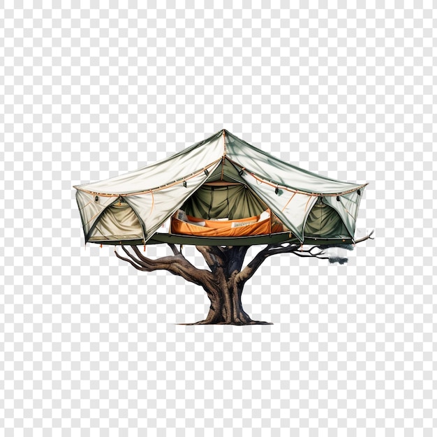 PSD casa na árvore isolada em fundo transparente