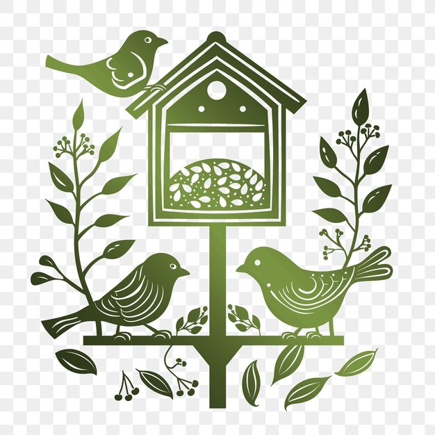 PSD una casa de pájaros con pájaros en el medio