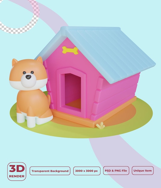 PSD casa de perro linda 3d