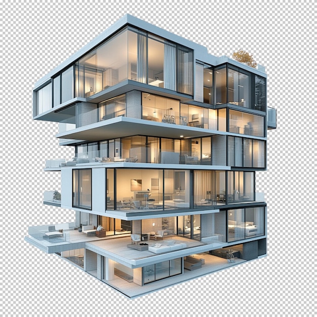 Casa quadruplex isolada em fundo transparente