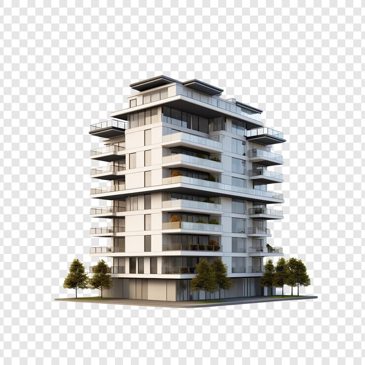 PSD casa quadruplex isolada em fundo transparente