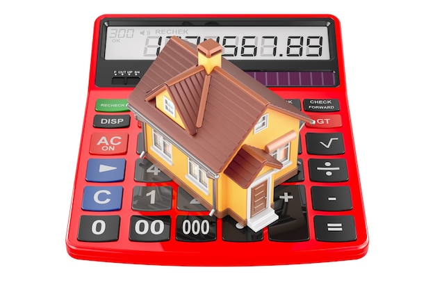 Casa con renderización 3D de calculadora aislada en un fondo transparente