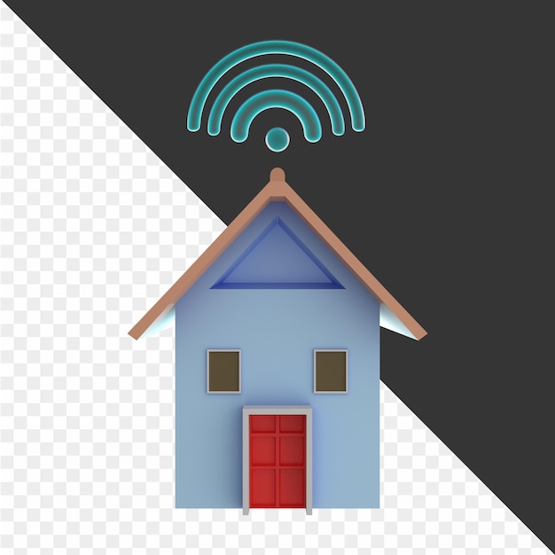 PSD una casa con un símbolo de wifi en la esquina superior derecha