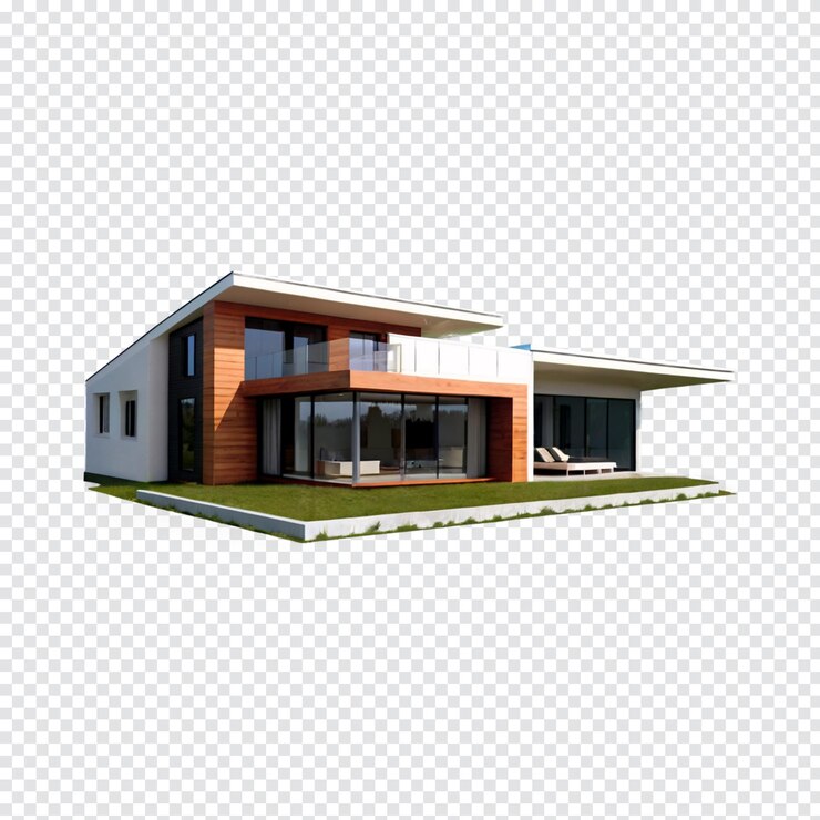 una casa con un techo plano en la parte superior de ella