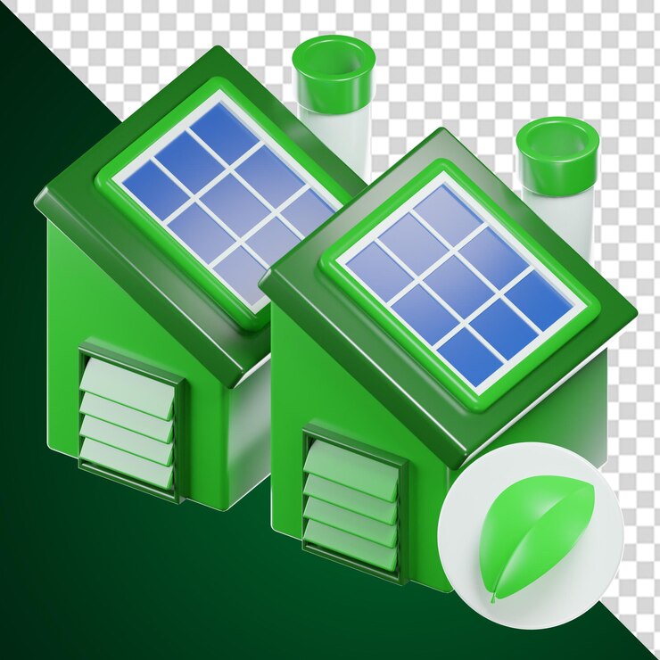 PSD una casa verde con un techo verde y un botón blanco que dice "verde".