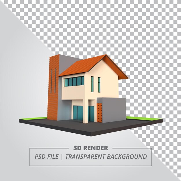 PSD casa vintage moderna 3d render imágenes aisladas