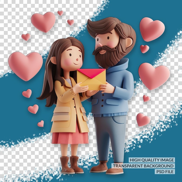 PSD casal clipart png 3d transparente fundo isolado