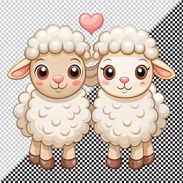 PSD casal de ovelhas bonito em fundo transparente