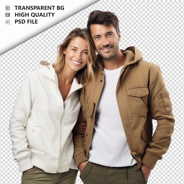 PSD casal europeu escolhendo estilo ultra-realista de fundo branco