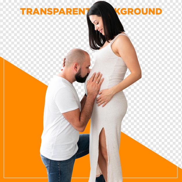 Casal feliz grávida com fundo transparente